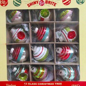 Christopher Radko Shiny Brite 12 Christmas Ornaments 1.75" ~ Rounds and Indents